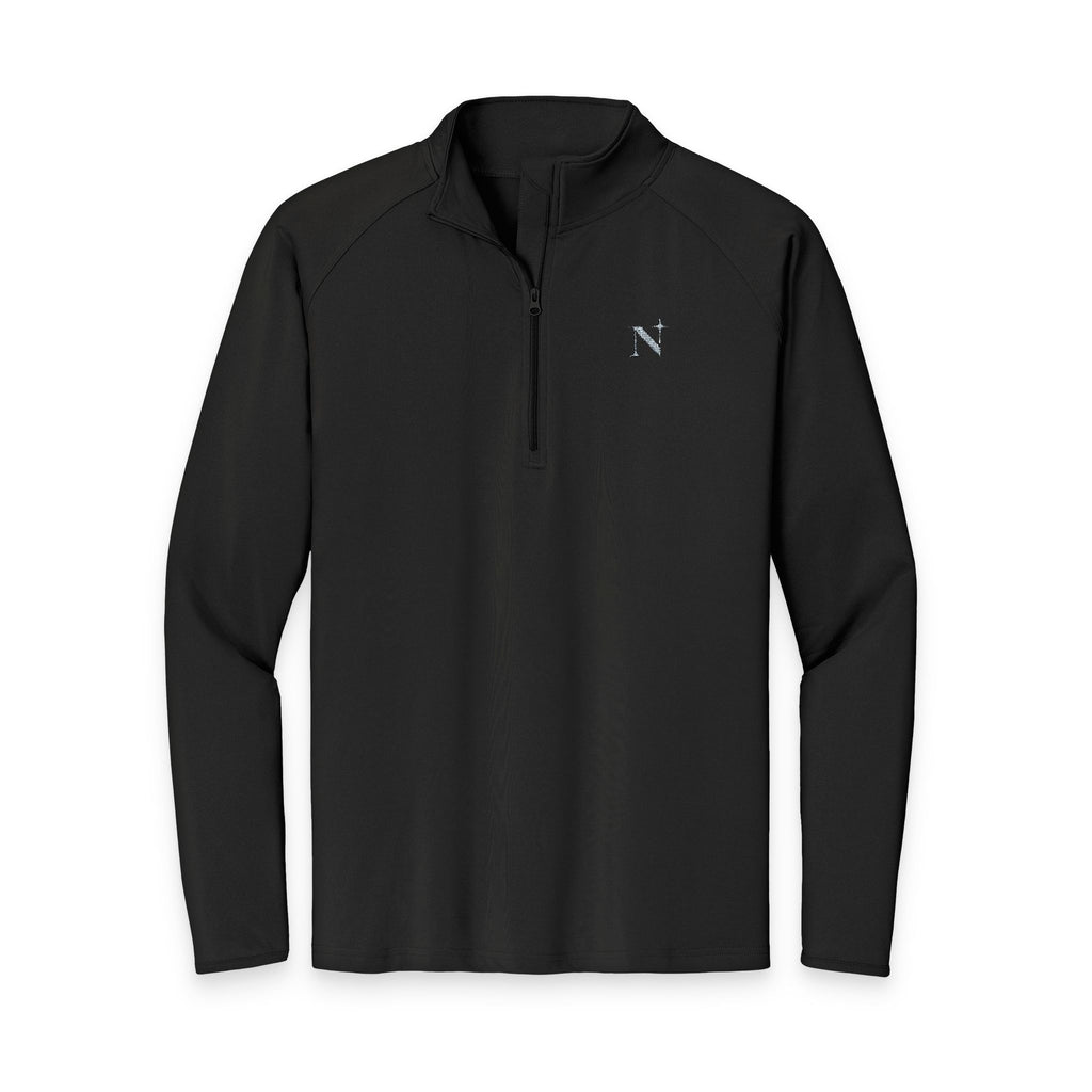 Black Fitted Quarter-Zip Pullover