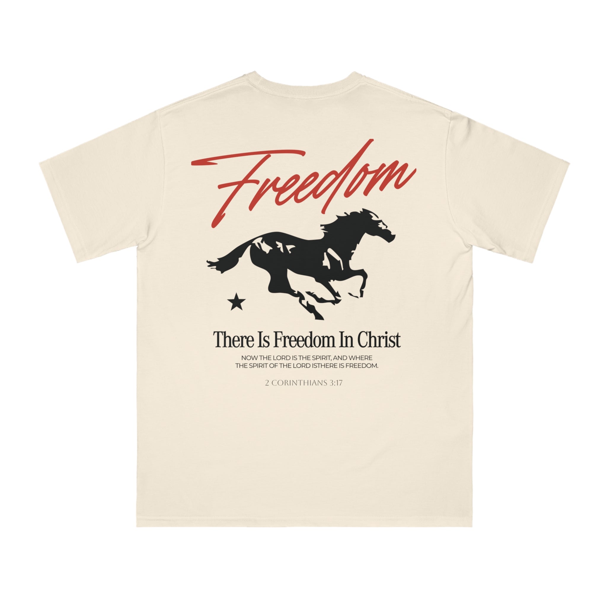 2 Corinthians 3:17 Nubound Bible Verse Graphic Tee Pump Cover Creme Beefy-T®  Short-Sleeve T-Shirt